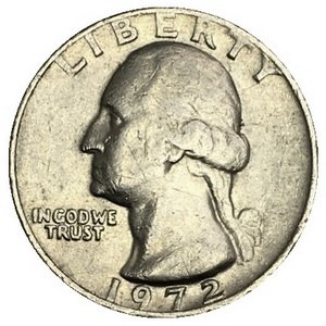 США 25 центов (1/4 доллара) 1972 год - Washington Quarter ( без отметки МД)