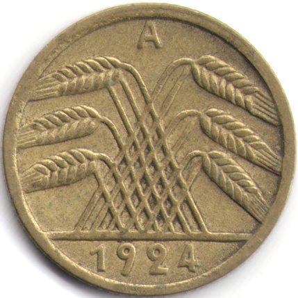 Веймарская республика 5 рентенпфеннигов 1924 год (A)