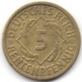 Веймарская республика 5 рентенпфеннигов 1924 год (A)