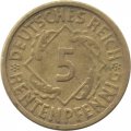 Веймарская республика 5 рентенпфеннигов 1924 год (A)