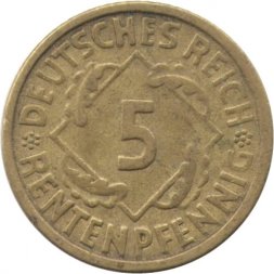 Веймарская республика 5 рентенпфеннигов 1924 год (A)