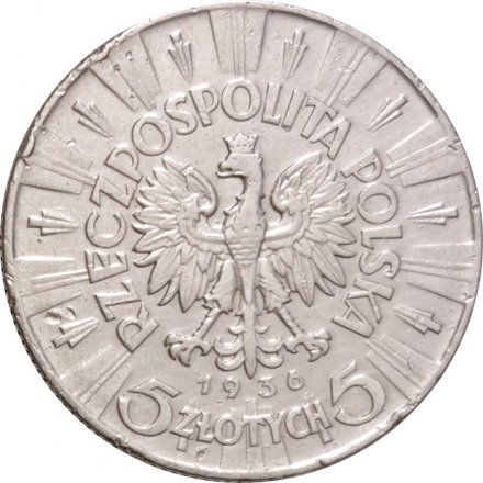 Польша 5 злотых 1936 год - Юзеф Пилсудский