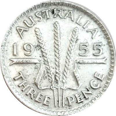 Австралия 3 пенса 1955 год