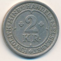 Монета Гренландия 2 кроны 1922 год