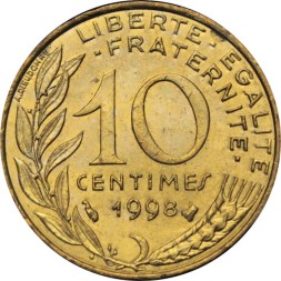 Франция 10 сантимов 1998 год - Марианна