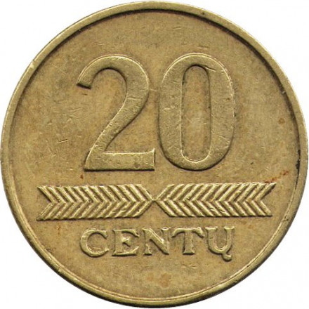 Литва 20 центов 2008 год