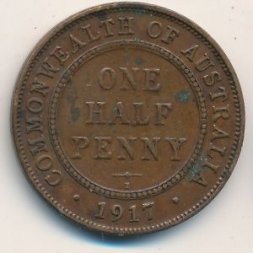 Австралия 1/2 пенни 1917 год
