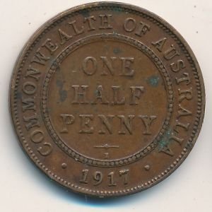 Австралия 1/2 пенни 1917 год