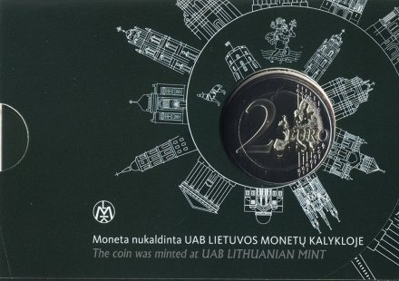 Литва 2 евро 2017 год - Вильнюс. Костёл Святых Иоаннов (в коинкарте)