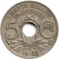 Франция 5 сантимов 1935 год (Новый тип: Отверстие в центре)
