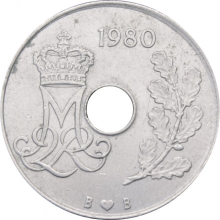 Дания 25 эре 1980 год - Королева Маргрете II