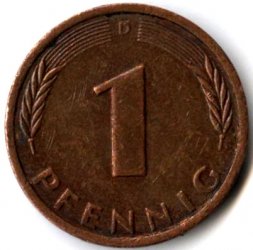 ФРГ 1 пфенниг 1974 год (D)