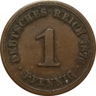 Германия 1 пфенниг 1876 год (отметка монетного двора - F)