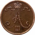 Финляндия 1 пенни 1891 год - Александр III (1881 - 1894) - AU