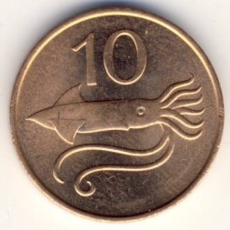 Монета Исландия 10 эйре 1981 год - Летучий кальмар
