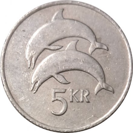 Исландия 5 крон 1987 год - Дельфины