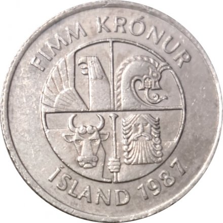 Исландия 5 крон 1987 год - Дельфины