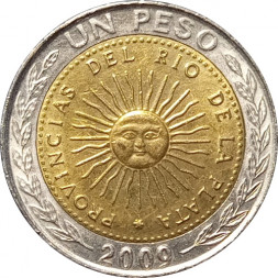Аргентина 1 песо 2009 год - Солнце (без отметки МД)