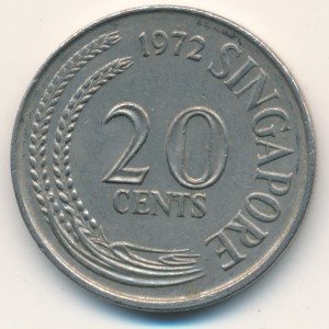 Сингапур 20 центов 1972 год