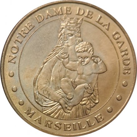 Жетон Франция. Monnaie de Paris. Notre Dame de la Garde. Marseille. Богородица с младенцем
