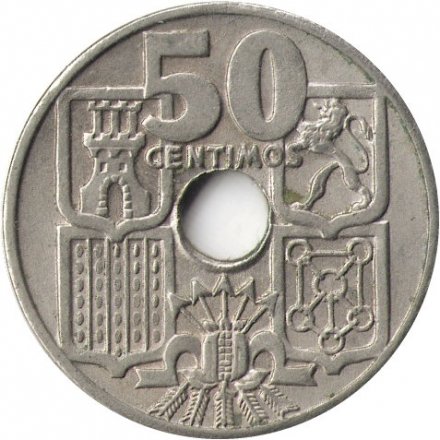 Испания 50 сентимо 1963 год (65 внутри звезды) - Якорь