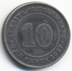 Стрейтс-Сетлментс 10 центов 1927 год - Король Георг V