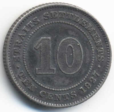 Стрейтс-Сетлментс 10 центов 1927 год - Король Георг V