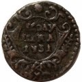 Полушка 1731 год Анна Иоанновна (1730 - 1740) - узорчатый гурт, аверс-реверс 180° - XF-