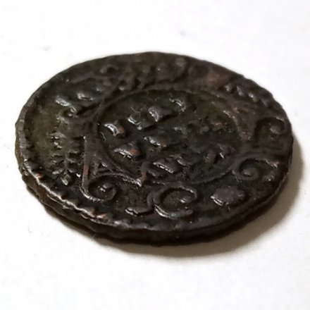 Полушка 1731 год Анна Иоанновна (1730 - 1740) - узорчатый гурт, аверс-реверс 180° - XF-