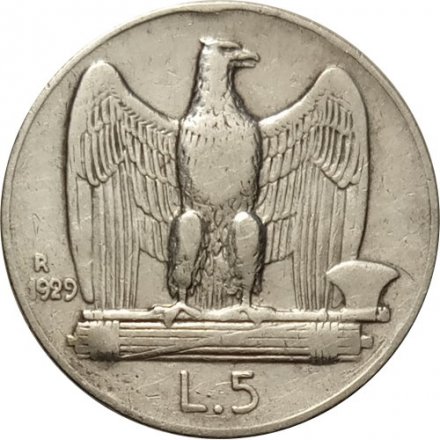 Италия 5 лир 1929 год