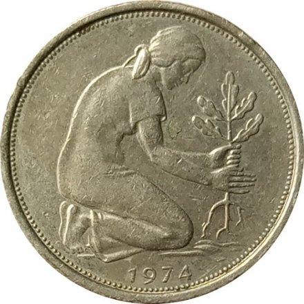 ФРГ 50 пфеннигов 1974 год (J)