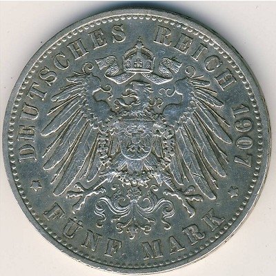 Бавария 5 марок 1907 год