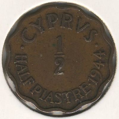 Кипр 1/2 пиастра 1944 год