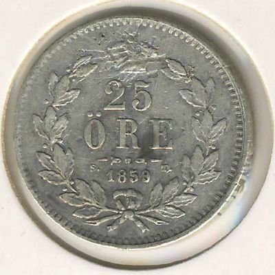 Швеция 25 эре 1859 год