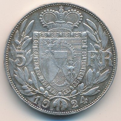 Лихтенштейн 5 франков 1924 год
