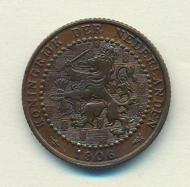 Нидерланды 1 цент 1906 год