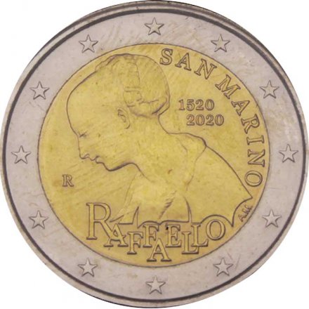 Сан-Марино 2 евро 2020 год - 500 лет со дня смерти Рафаэля Санти
