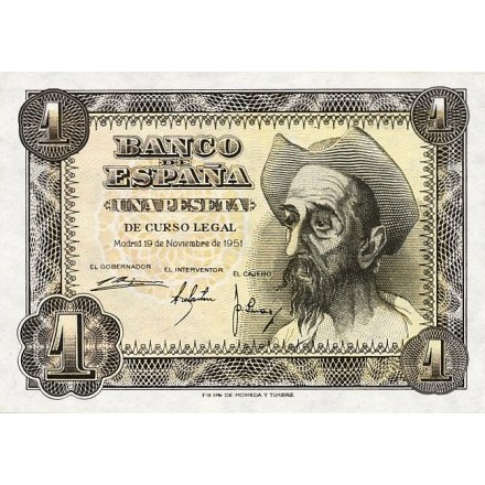 Испания 1 песета 1951 год - Портрет Дон Кихота UNC