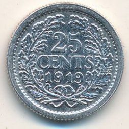 Нидерланды 25 центов 1919 год