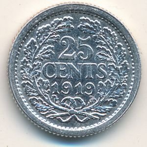 Нидерланды 25 центов 1919 год