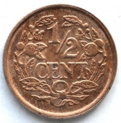 Нидерланды 1/2 цента 1938 год
