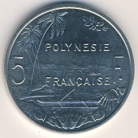 Монета Французская Полинезия 5 франков 2003 год