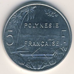 Монета Французская Полинезия 5 франков 2003 год