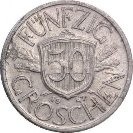 Австрия 50 грошей 1947 год