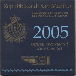 Набор из 9 евромонет Сан-Марино 2005 год - Антонио Онофри (в буклете)