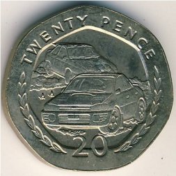 Остров Мэн 20 пенсов 1996 год - Автомобильные гонки