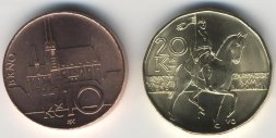 Набор из 2 монет Чехии 2013-2014 года