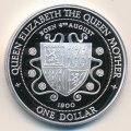 Каймановы острова 1 доллар 1994 год - 94 года со дня рождения Королевы-матери