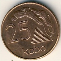 Монета Нигерия 25 кобо 1991 год