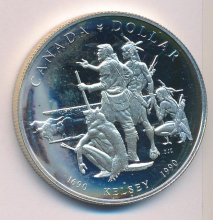 Канада 1 доллар 1990 год - 300-летие экспедиции Генри Келси (Proof)
